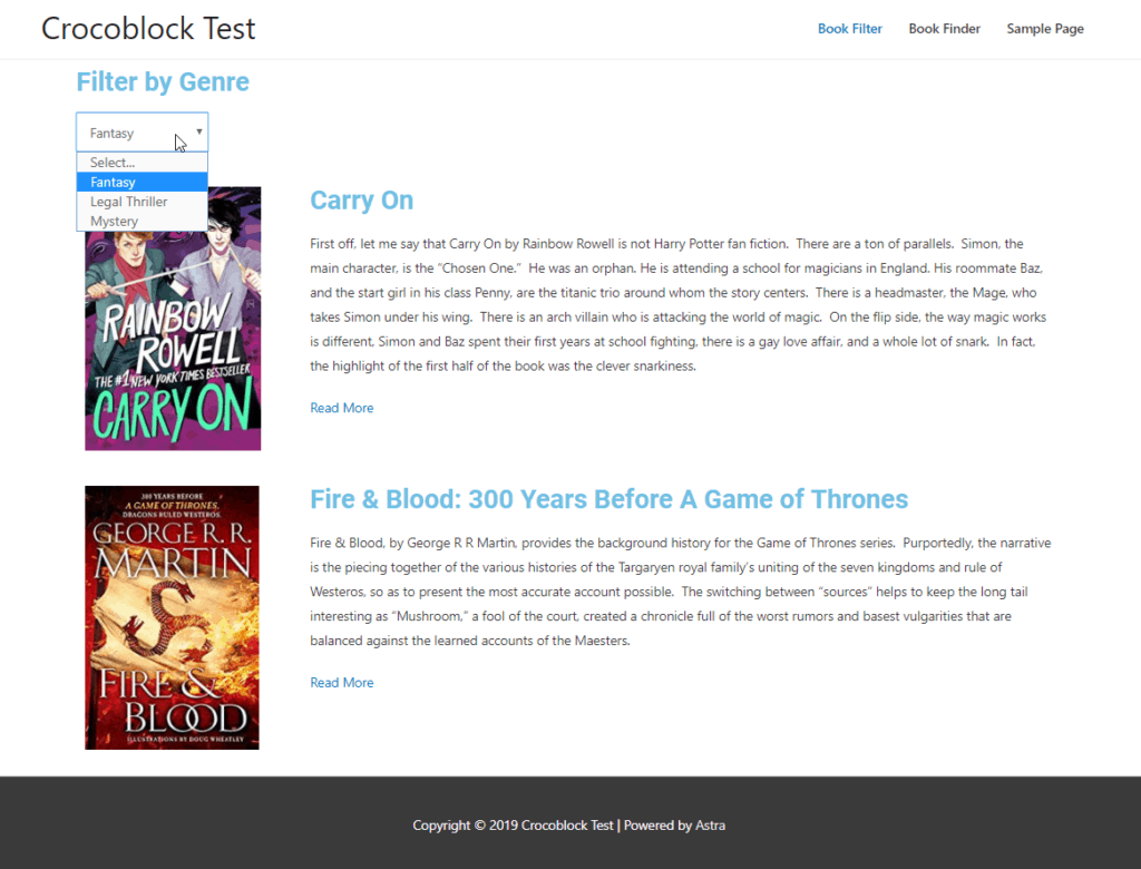 crocoblock search filter in action