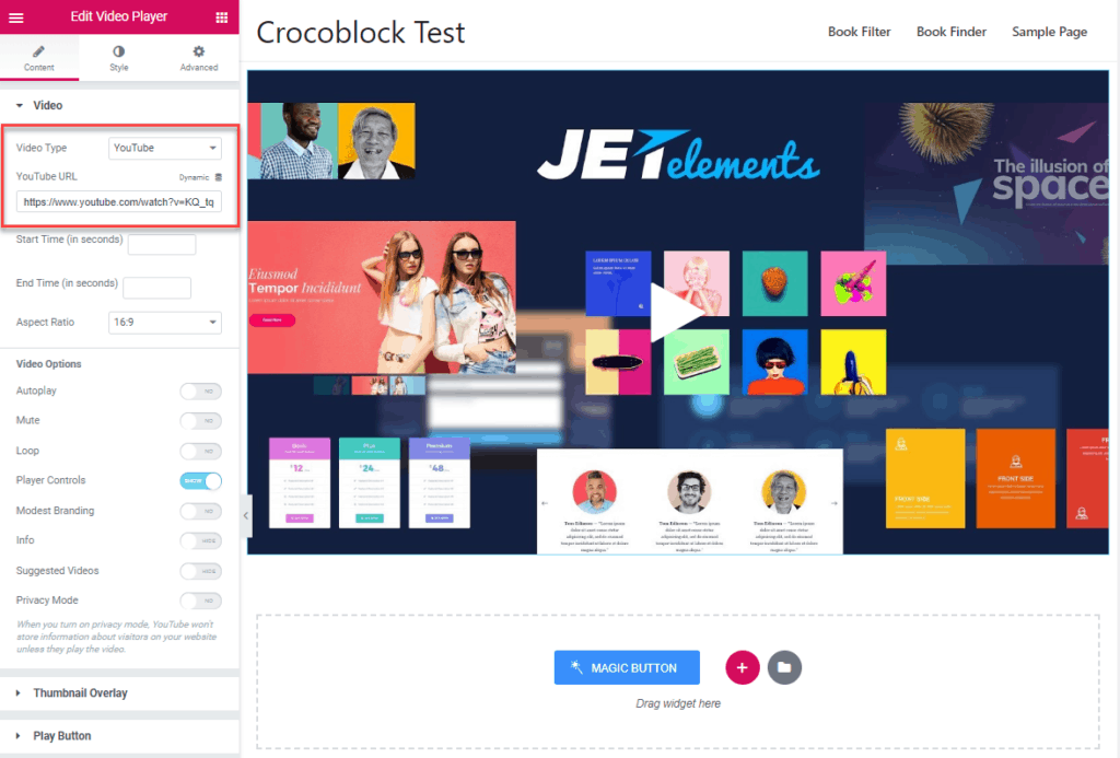 dynamic data and the crocoblock video player