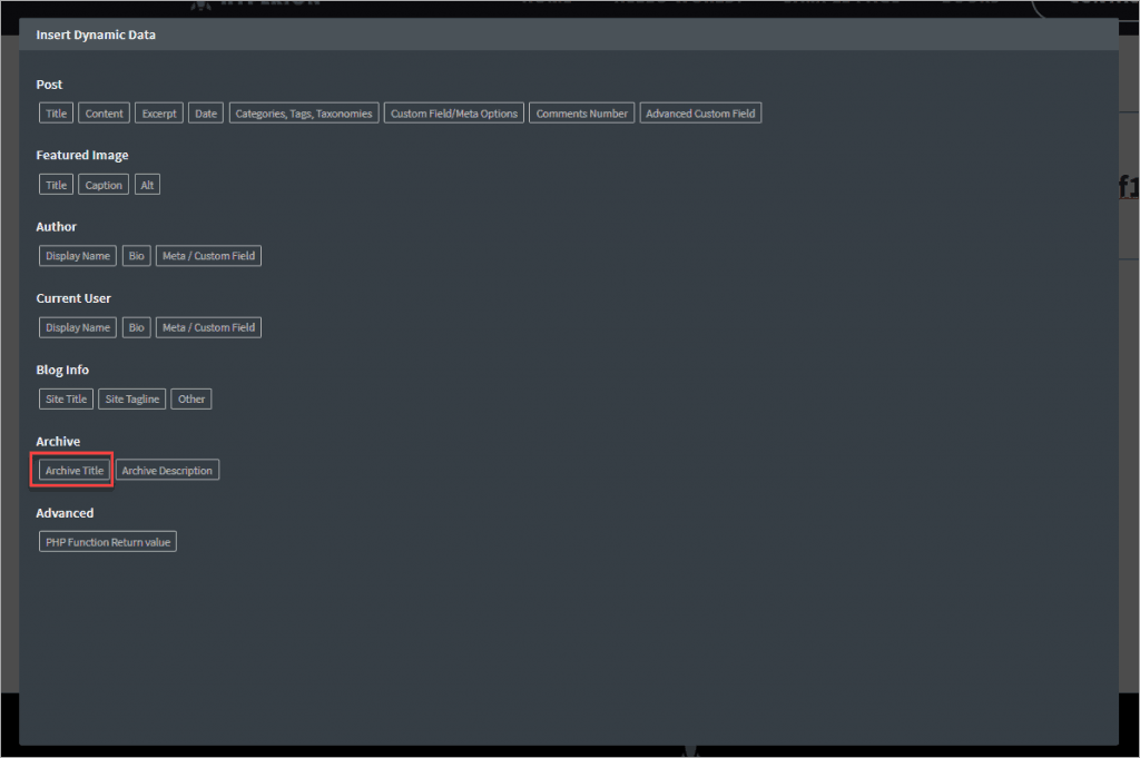 Dynaimc Archive Title