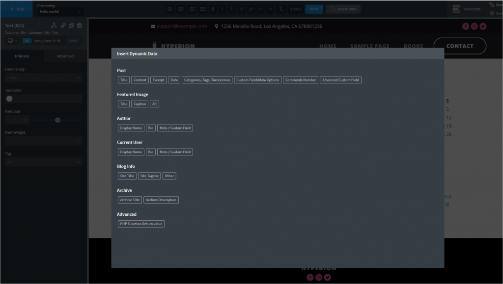 Insert Dynamic Content
