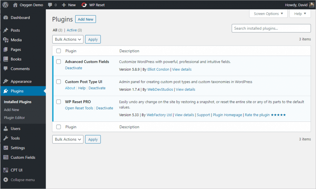 List Of Installed Plugins