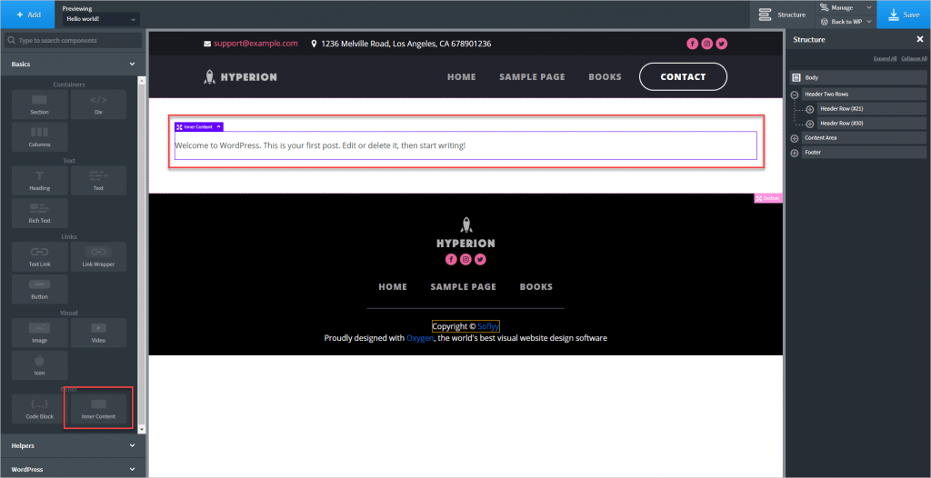 Oxygen Add Inner Content