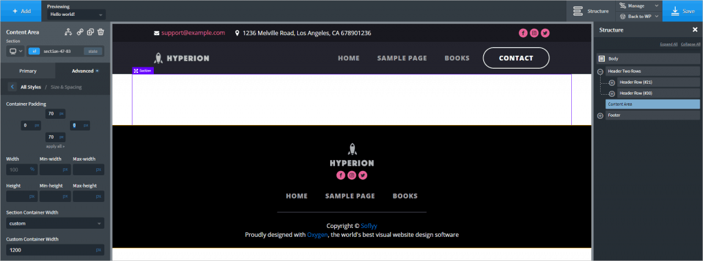 Oxygen Section Margins