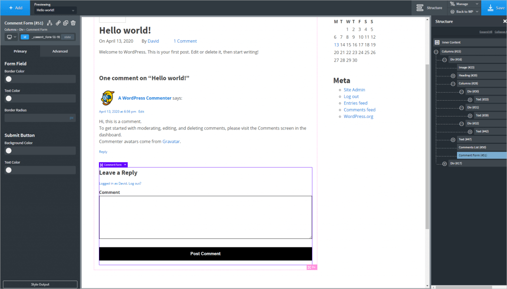 Post Comment Form Added