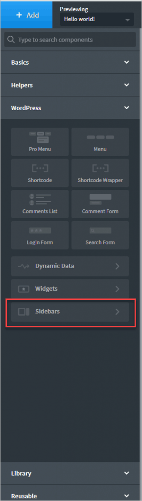 Sidebar Elements
