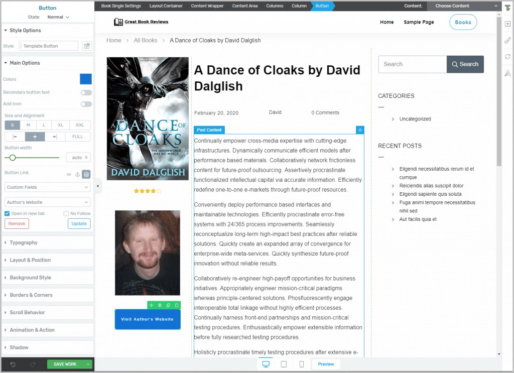 Button Added Under Authors Photo