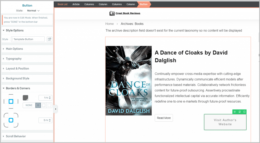 Button Border Options