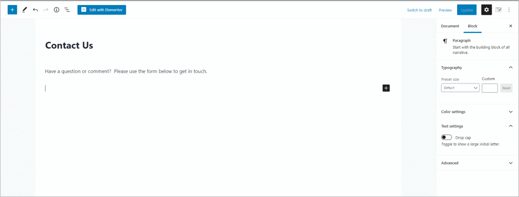 Empty Contact Us Page