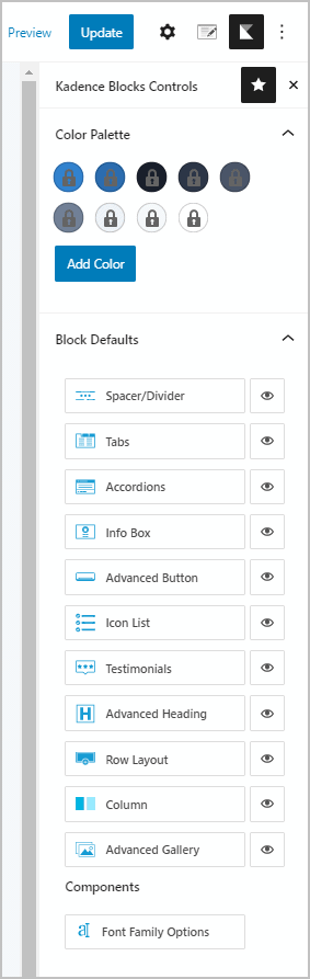 Kadence Blocks Global Settings