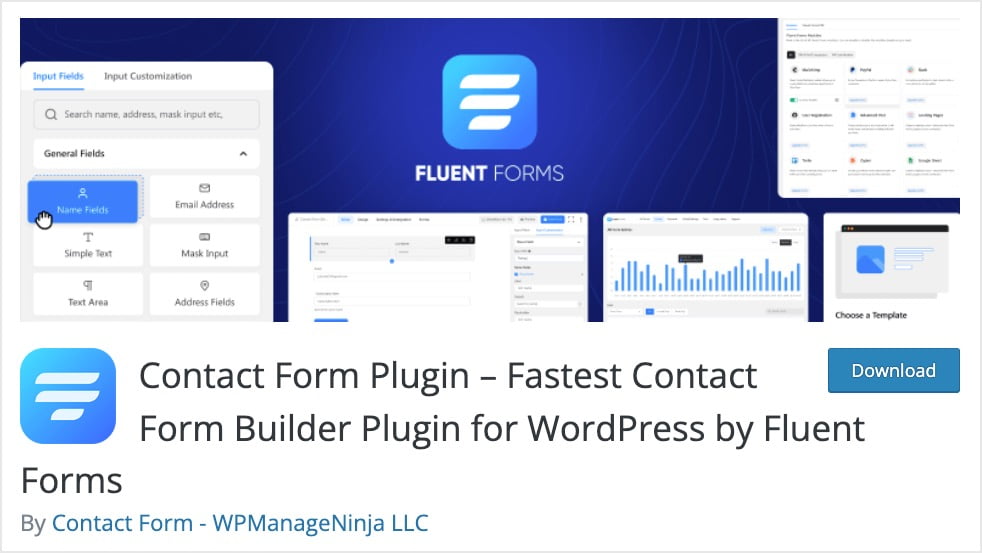fluent forms banner on wordpress org