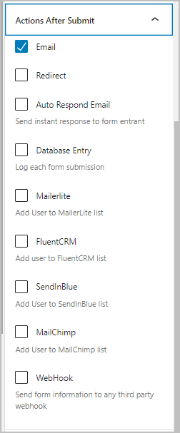 kadence form actions