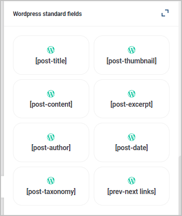 standard wordpress fields