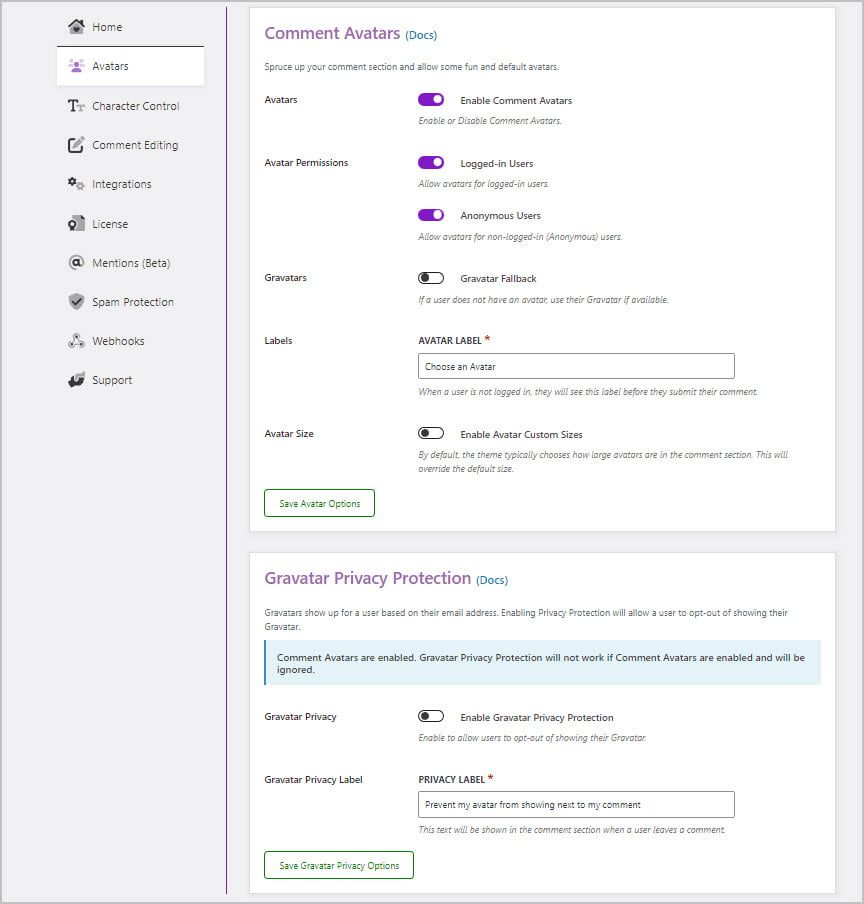 comment edit pro avatars