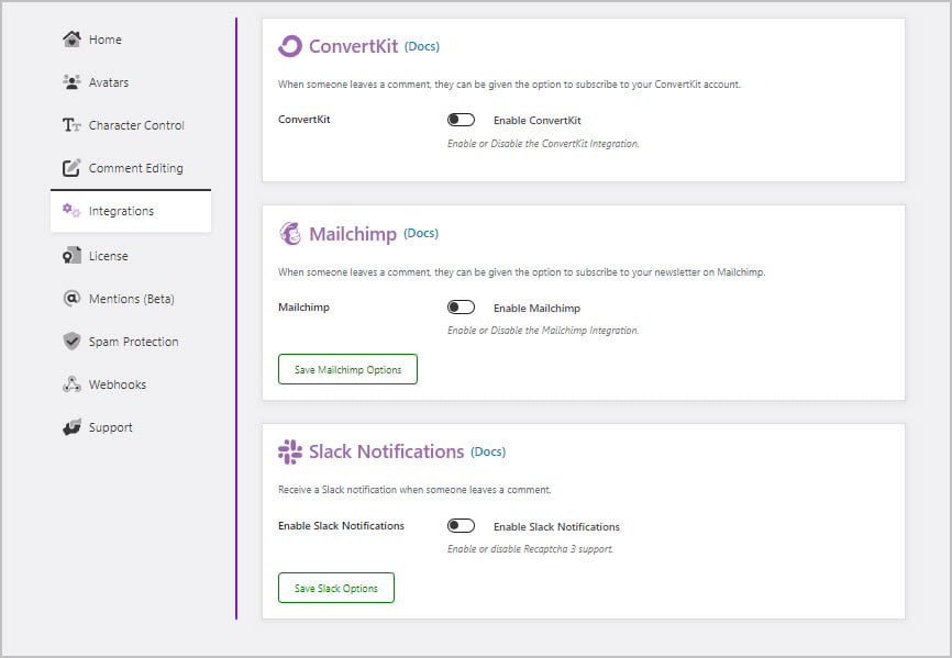 comment edit pro integrations