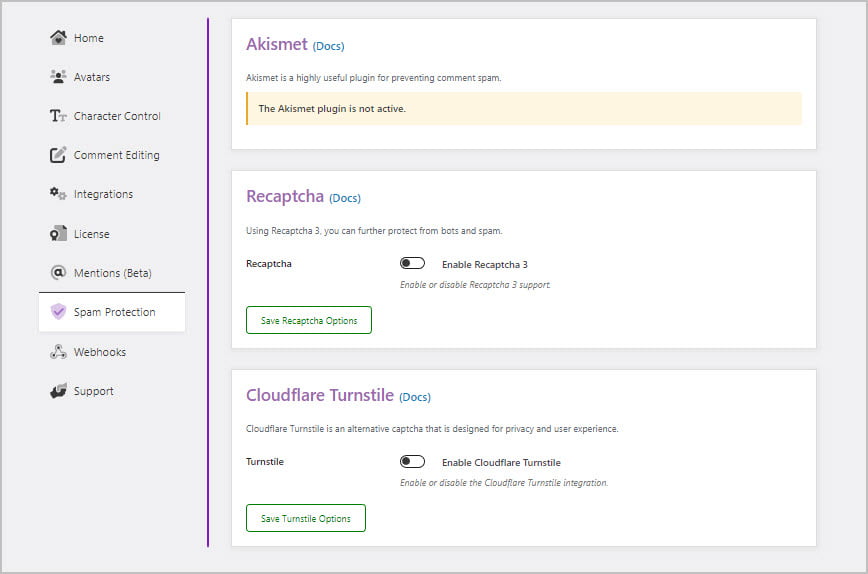 comment edit pro spam protection