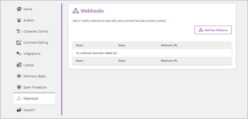 comment edit pro webhooks