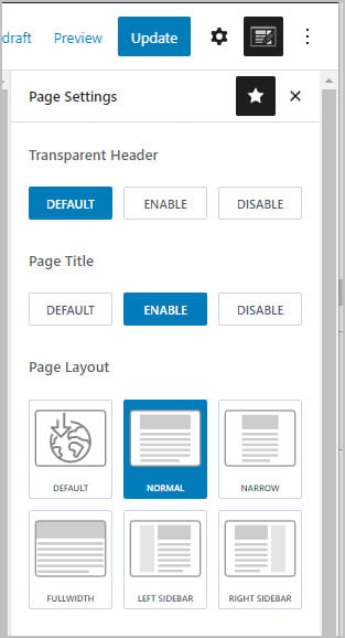 enable the page title and layout from the theme settings