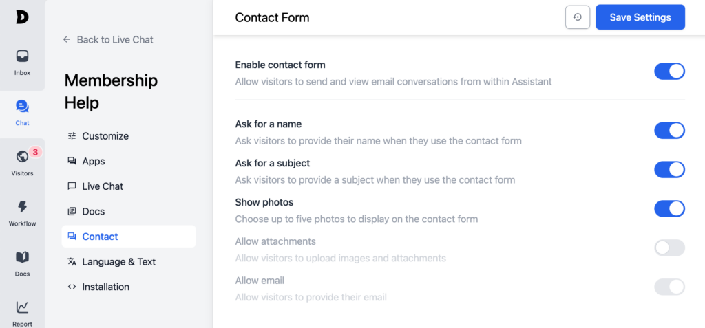 chat contact form