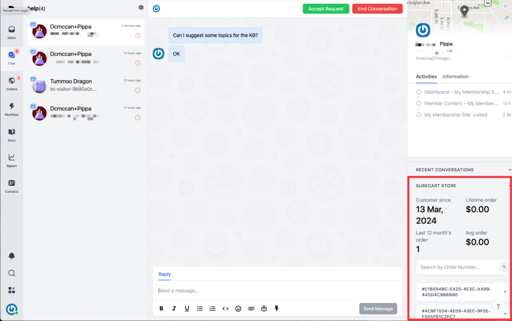 chat with surecart integration