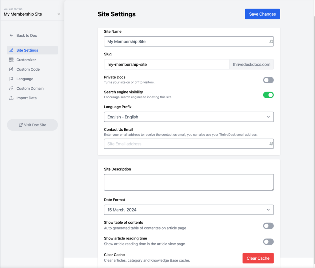 docs library settings
