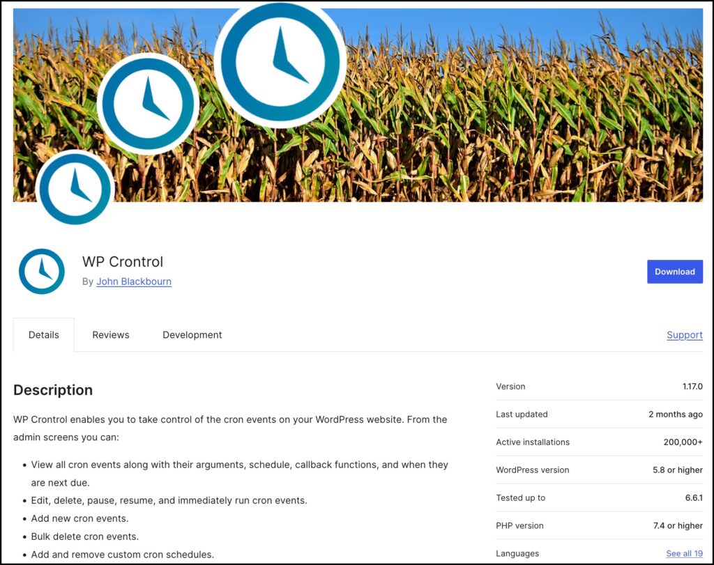 wp crontrol on wordpress org