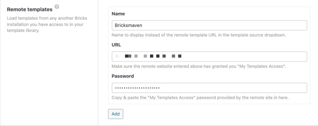bricksmaven remote template settings