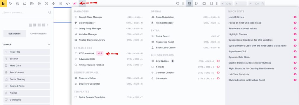 how to access the at framework settings