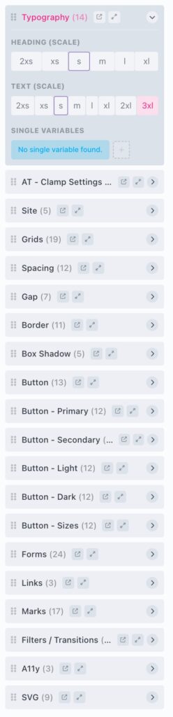 the css variables available within the builder