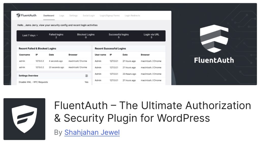 fluentauth in the wordpress plugin directory
